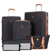 Landisun Luggage Sets 6 Piece Hardshell ABS Suitcase Set with TSA Lock, Travel Luggage with Portabl