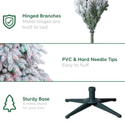 Holiday Time TG76M2N04D01 7.5' Pre-Lit Lincoln Pine Green Flocked Artificial Christmas Tree