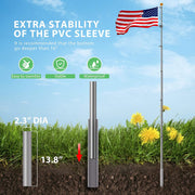 VIVOHOME X002L9MJ85 20FT Telescoping Aluminum Flag Pole Kit with 3x5 Polyester American Flag, Golden Ball Topper, Silver