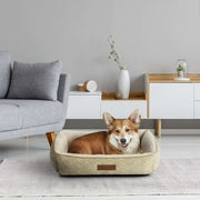 Vibrant Life Medium Dog Bed, Plush Bolster Dog for Medium Dogs, Medium, 27 x 20, Tan