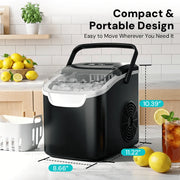 Kismile HZB-12/Q Ice Makers Countertop with Handle, 8 Cubes in 6 Mins, Portable Ice Machine with Self-Cleaning
