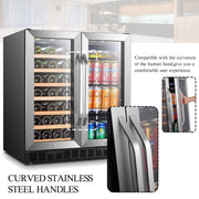 Lanbo Under Counter Dual Zone Wine Refrigerator and Beverage Cooler, 31 Bottle Capacity, 76 Can Capacity, Stainless Steel, 30 Inch Width, LW3370B