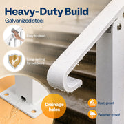 SPECSTAR 2-Pack Outdoor Stair Handrails, Galvanized Steel, Curved Ends, Safety Balusters, White, 5 Steps, VH1944