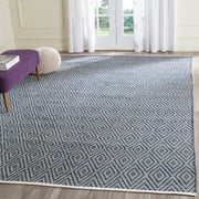 Safavieh Montauk Kimberlyn Geometric Diamond Cotton Area Rug, Turquoise Ivory, 3 ft x 5 ft, Handmade, Low Pile, MTK811H-3