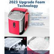 LHRIVER HZB-15N-LH-RDN2 35lbs Countertop Ice Maker, Crushed Nugget Ice Type with Scoop, Red