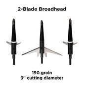 Swhacker 2-Blade Mechanical Archery Broadheads, 150 Grain Heavyweight, 3.0 in Cut, Pack of 3, Black SWH00243