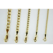 JB Jewelry House Inc 10K Yellow Gold Hollow Cuban Chain Necklace Bracelet, 2mm-5.5mm Width, 7in-30in Length, Spring Ring Clasp