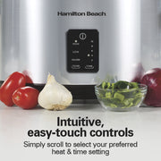 Hamilton Beach 7 Qt Programmable Slow Cooker with Removable Stoneware Crock, Stainless Steel, 3 Heat Settings, 5 Time Options, 33676