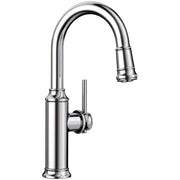 BLANCO Empressa Bar Faucet, 1.5 GPM Water-Saving, Matte Black, Solid Brass, Single Hole Deck Mount, 180 Swivel Pull-Down Spout, 443025