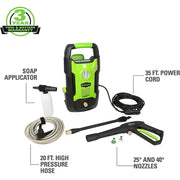 Sunrise Global Marketing GPW1602 Greenworks Pressure Washer 1600 PSI 1.2 GPM (Upright Hand-Carry)