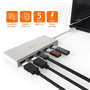 j5create JCD381 USB-C Mini Dock- Type C Hub with 2X 4K HDMI, 2X USB 3.0, Ethernet, Power Delivery 2.0