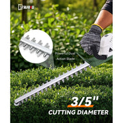 YAHHU 20 Inch Cordless Electric Hedge Trimmer, 21V Lithium Battery, Dual-Action Steel Blade, Ergonomic D-Shaped Handle