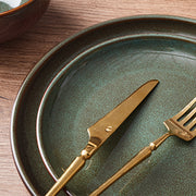 Pokini W-PTS24A 24-Piece Stoneware Dinnerware Sets, Plates and Bowls Dish Sets for 8, Gradient Green