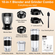 HoninJoy Smoothie Blender, 650W Personal Blenders for Shakes and Smoothies with Grinder Cup & 2 BPA-Free Portable Cups