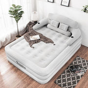 Hurber Inflatable Queen Size Air Mattress with Electric Pump, Leak-Resistant, Portable Gray