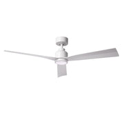 WAC Lighting Clean 52in Smart Ceiling Fan with Dimmable LED Light, Satin Brass Matte White, Remote Control, Indoor Outdoor F-003L-SB/MW