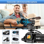 VAFOTON VAF-2572 Digital Camera Recorder FHD 1080P 24.0MP 16X with Mic and 2 Batteries for YouTube Vlogging