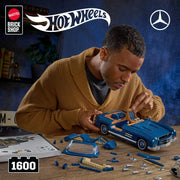Mattel Brick Shop Hot Wheels Premium Mercedes-Benz 300 SL Building Set, 1:12 Scale, 1600 Pieces, Metal Parts, Customizable, Collectible