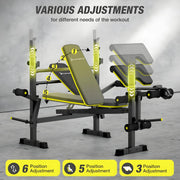 Blacksmith Weight Bench Set Blacksmith Foldable 1100lbs 6-In-1 Workout Bench Press with Squat Rack Leg Developer Preacher Curl Butterfly Arms