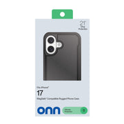 Onn RM17BB36018372 Rugged MagSafe Compatible Phone Case for iPhone 17, Heavy-Duty Drop Protection, Antimicrobial, Enhanced Side Grips, Black