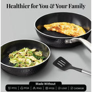 Gotham Steel 15-Piece Non-Stick Hammered Ceramic Cookware Set, Ceramic Cookware Set with Utensils, Pots and Pans for Cooking, Non-Toxic Cookware Set, Oven/Dishwasher Safe, Black