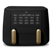 Beautiful 29060 9 Qt TriZone Dual Basket Air Fryer, EverGood Ceramic Nonstick Coating, Black Sesame by Drew Barrymore