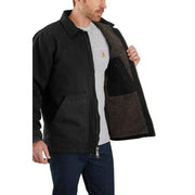 Carhartt Men's Washed Duck Ridge Coat, Sherpa-Lined, Loose Fit, Black, Medium, 104293-BLK