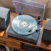 Crosley Zane 3-Speed Bluetooth Vinyl Record Player Turntable with Matching Stereo Speakers, LED Dial, Black, CR7503A-BK