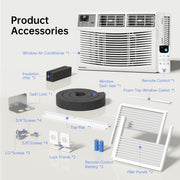 PhiloDeco 18000 BTU Window Air Conditioner, 1000 sq ft Coverage, LED Display, Remote Control, Dehumidifier, Fan, Quiet Operation, Energy Efficient, 24-Hour Timer, White