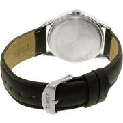 Timex Easy Reader Men's Wrist Watch, 38mm Silver-Tone Brass Case, White Dial with Arabic Numerals, Black Genuine Leather Strap, Indiglo Backlight, Date Display, TW2P75600