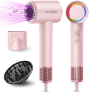 Fetervic Ionic Hair Dryer, 1500W Brushless Motor, 5X Fast Drying, Intelligent Heat Control, Lightweight Low Noise, Gold Pink, DCF-01