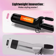 Farery 2 Inch Large Barrel Hair Curling Iron, Oil-Infused Ceramic, 9 Heat Settings, Lightweight, Black