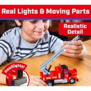 USA Toyz F1-FIRETRK2-RED Force1 2.4GHz RC Mini Firefighter Truck Tank + Boom Firetruck, 2pk, 1:64 Scale, Vibrant LEDs Toys for Kids Boys & Girls Ages 6+