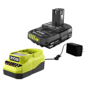 Ryobi One+ 18V Lithium-Ion 2.0Ah Battery and Charger Kit, Fast Charging, Extreme Weather Durable, Integrated LED Fuel Gauge, Compact Lightweight