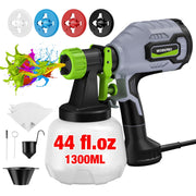 WORKPRO Paint Sprayer, 600W HVLP Spray Gun with 4 Nozzles, 3 Adjustable Spray Patterns, 44 Fl. Oz Container, Adjustable Flow Control, W125367AW