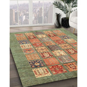 Ahgly Company WSH-ABS3738-3RD Machine Washable Indoor Round Area Rug, Abstract Brass Green, 3 ft