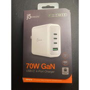 j5create 70W GaN USB-C 4-Port Charger White JUP4370