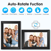 Ooiloln 10.1 Inch WiFi Digital Photo Frame, 1280x800 IPS LCD Touchscreen, Auto-Rotate Portrait and Landscape, Built-In 16GB Memory, Black