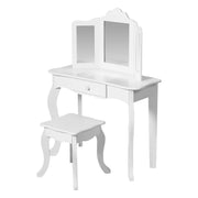 Your Zone TF14041 Kids Makeup Vanity With Table and Stool Set, White Color, Child