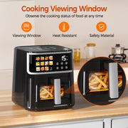 Patbrela Air Fryer, 9QT Capacity, 1700W Powerful Heating, LED Digital Color Display, Easy-View Window, Nonstick Dishwasher-Safe Basket, 11 Smart Presets, AF305