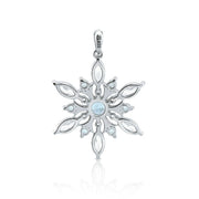 Brilliance Fine Jewelry Women's Simulated Blue Topaz Snowflake Pendant in Sterling Silver