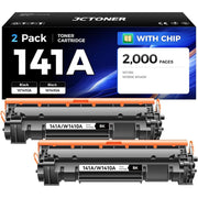 Colorich W1410A 141A Black Toner Cartridge with Chip, HP LaserJet M110w M139w M140w Printers, 2-Pack