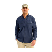 HUK Next Level Men's Long Sleeve Fishing Button Down Shirt, UPF 50+ Sun Protection, 4-Way Stretch, Naval Academy, 3XL, H1500215