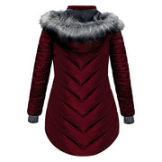 ActionHeat AHLPJKT-5V-WW-L 5V Heated Long Puffer Jacket with Hood for Ladies - Wine - L