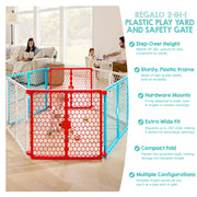 Regalo 2-in-1 Super Wide Baby Safety Gate and Play Yard, 192-Inch Coverage, Red White Blue, Ages 6-24 Months, 1372