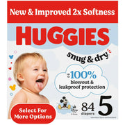 Kimberly Clark 56436 Huggies Snug & Dry Baby Diapers, Size 5 (27+ lbs), 84 Count