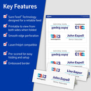 Avery Tent Cards, Embossed Border, Heavyweight Matte White Cardstock, 2.5 in x 8.5 in, 100 Pack