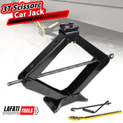 Lafati Scissor Car Jack, 3 Ton Capacity, 3.9 to 17.2 in Lifting Range, Ratchet Handle and Hand Crank, Cold-Rolled Steel, Compact Design