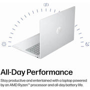 HP 16in 2K Touchscreen Laptop, AMD Ryzen 5 7520U Processor, 8GB LPDDR5 RAM, 256GB PCIe SSD, Windows 11 Home, Wi-Fi 6, AMD Radeon Graphics, Silver