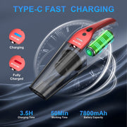 Nexpow Cordless Handheld Vacuum Cleaner, 10000Pa Suction, 800ml Dust Cup, LED Light, Rechargeable, Red, dw688